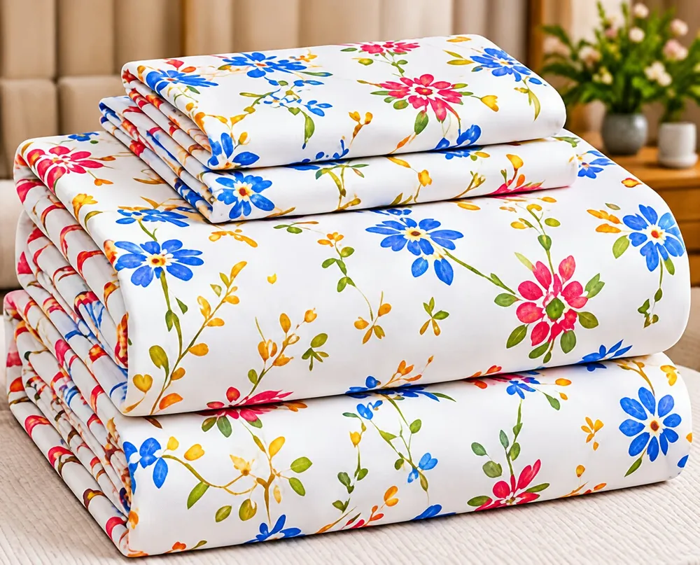Printed cotton bed sheet set