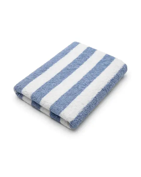 Blue and white striped beach towel