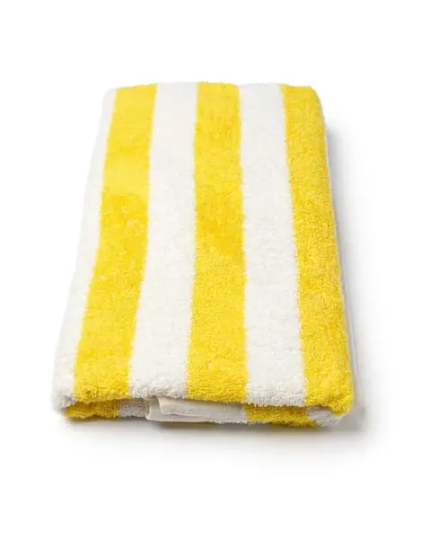 Yellow and white striped beach towel